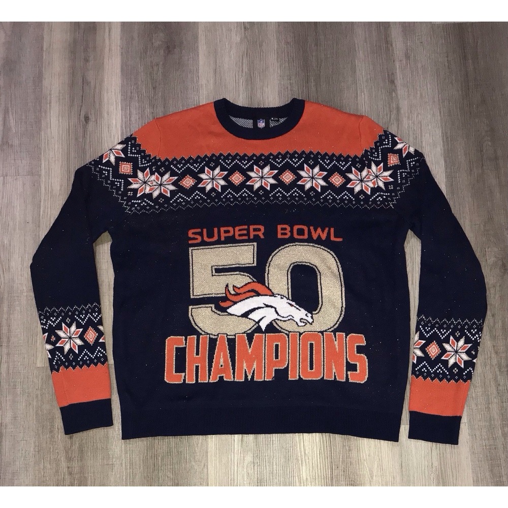 Team Apparel Denver Broncos Super Bowl 50 Champions Sweater Men's 2XL